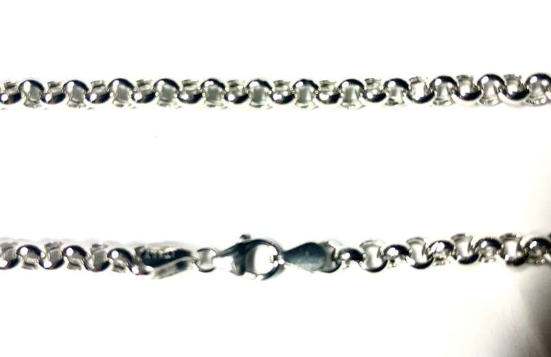 18kt 18 carat genuine White Gold -Rolo link ---- cm 45 necklace ---5.0 mm wide
