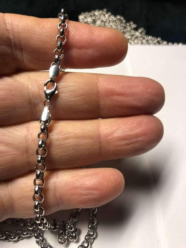 18kt 18 carat genuine White Gold -Rolo link ---- cm 45 necklace ---5.0 mm wide