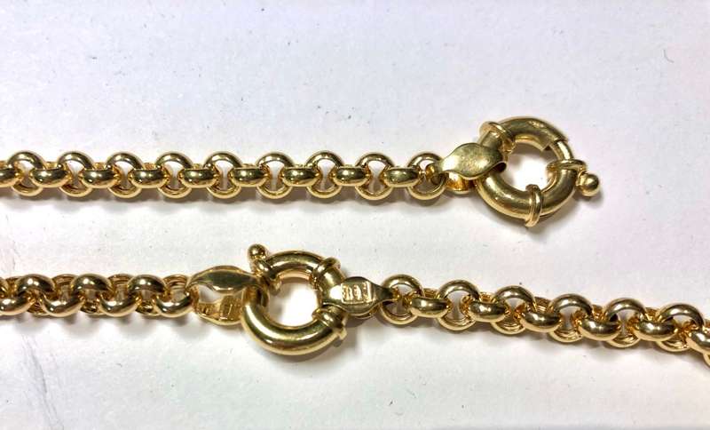 9 K / 9 carat solid Gold, Imported yellow mm 5,4 wide ,Belcher bracelet with signoretti clasp