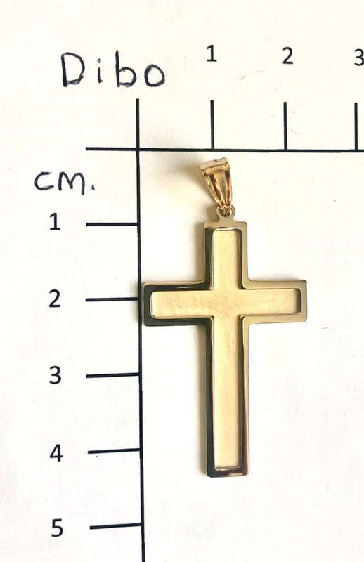 9K /solid 9 carat Gold- stunning imported two tone flat cross