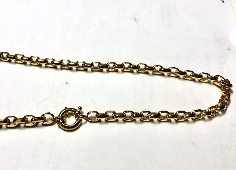 9k solid -9 carat Yellow Gold, DIamond cut Anchor ,mm 5.8 wide link necklace - long cm 50