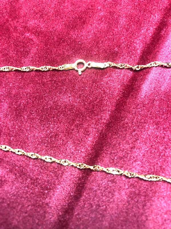 18 k / 18 carat solid Yellow Gold,twisted Disco necklace --------- long Cm 60