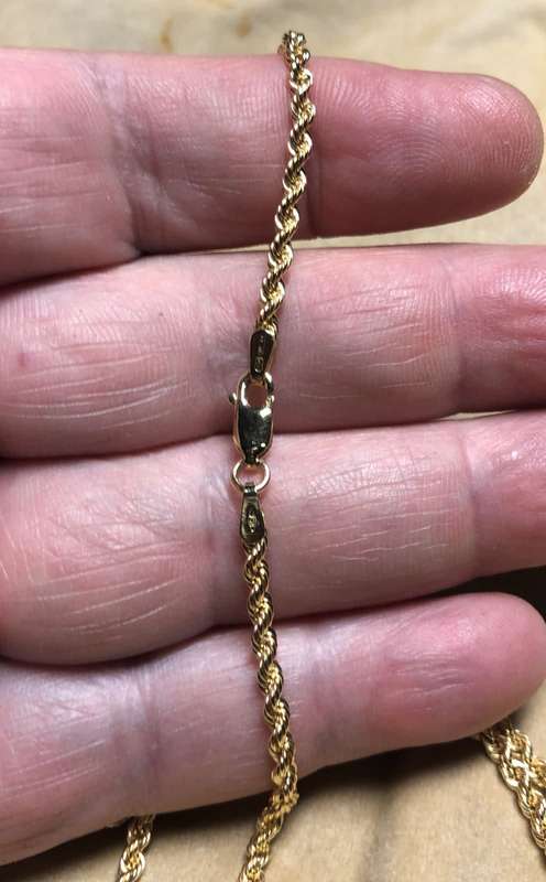 18K / 18 carat genuine Gold,2.6 mm wide yellow Rope hollow necklace--- long Cm 45