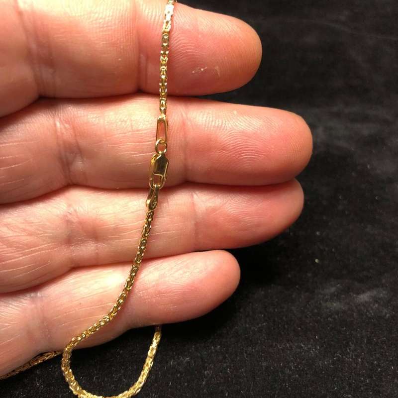 9 K / 9 carat solid Gold, Imported square Byzantyne , necklace cm 60