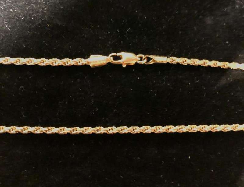9 K /9 carat solid Yellow Gold, diamond cut round Rope necklace --------- Cm 55 long