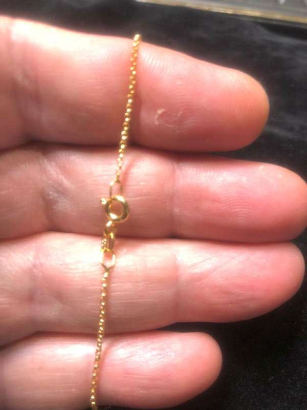 9k , 9 carat solid gold, Imported Yellow round rolo link------ cm 45 long necklace ,18 inches