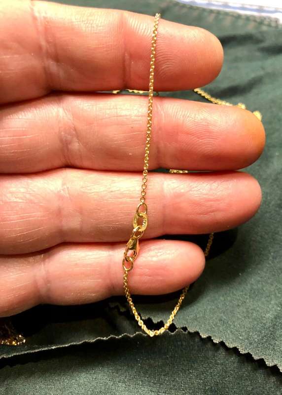 18K / 18 carat genuine Gold, yellow Tiffany necklace---------- long Cm 42--- mm 1.3 wide
