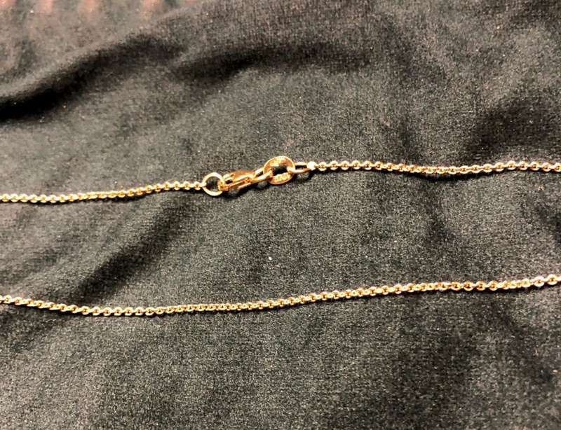 18K / 18 carat genuine Gold, yellow Tiffany necklace---------- long Cm 42--- mm 1.3 wide