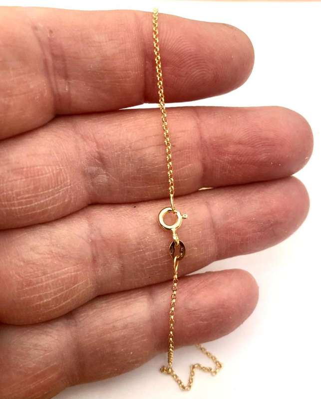 18K / 18 carat genuine Gold, yellow round Rolo link ,necklace----- long Cm 45--- mm 1.2 wide
