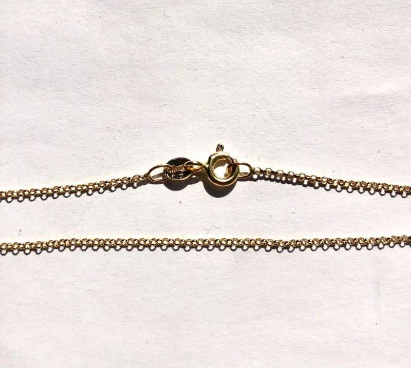 18K / 18 carat genuine Gold, yellow round Rolo link ,necklace----- long Cm 45--- mm 1.2 wide