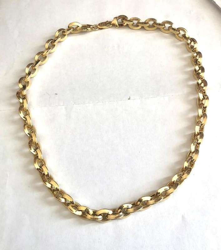 9k / solid 9 carat gold ---Yellow Anchor link chain ------- long45cm -----9.5 mm. wide