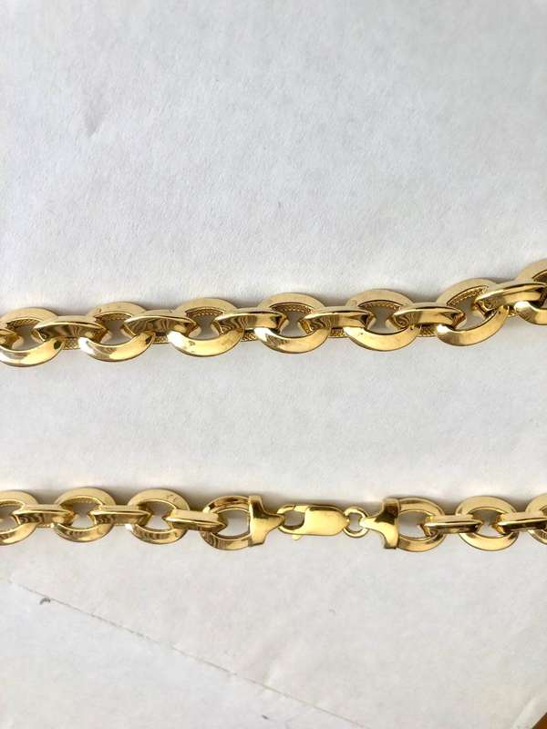 9k / solid 9 carat gold ---Yellow Anchor link chain ------- long45cm -----9.5 mm. wide