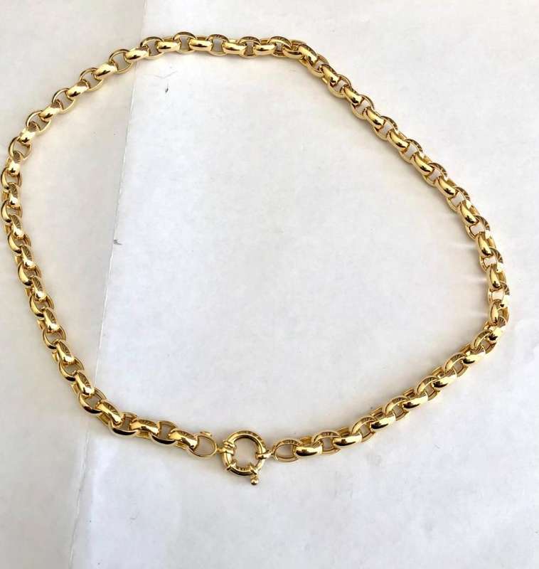 9k /solid 9 carat gold ---Yellow Oval oblong belcher link chain ----- long 50cm ----- 6.7 mm wide