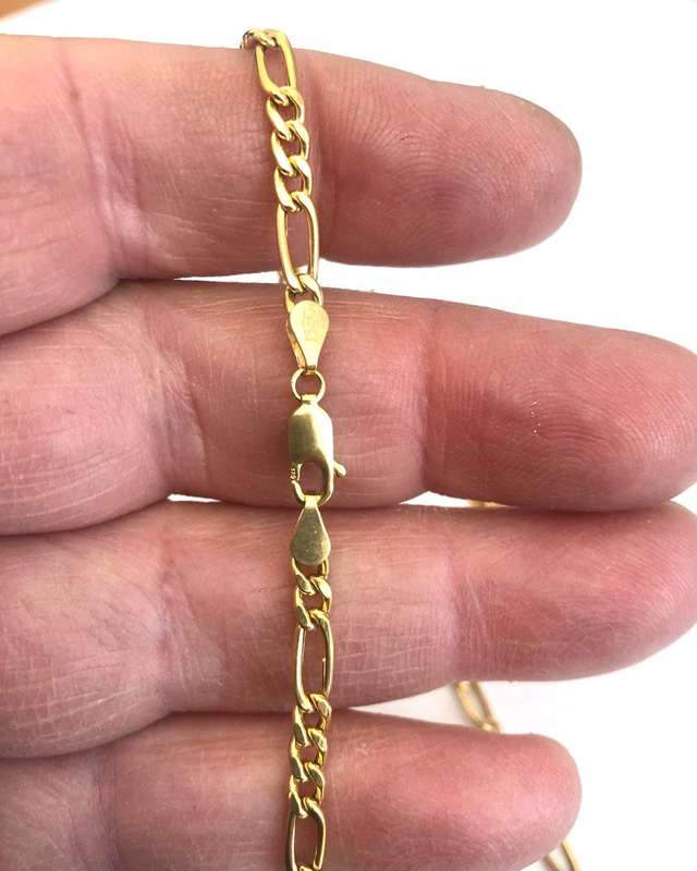 9k solid 9 carat Gold --Figaro Link Necklace --- cm. 45 long ---- wide 3.5mm.