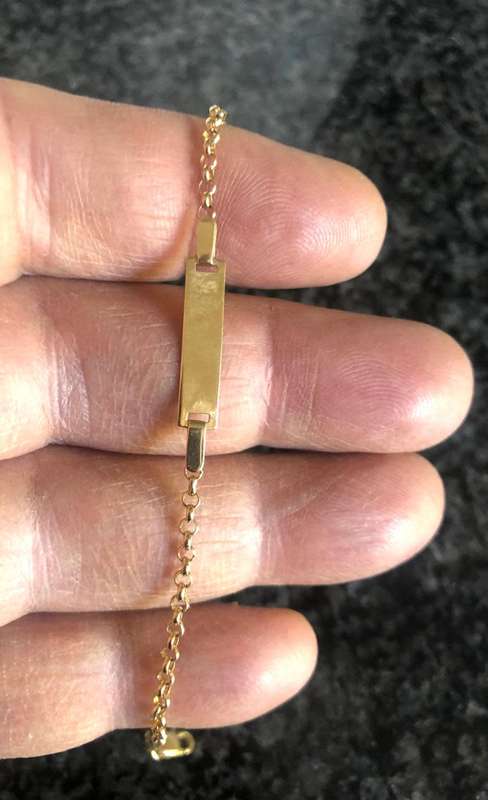 9 K / 9 carat solid Gold, Imported I.D. bracelet cm 14 and cm 16 long
