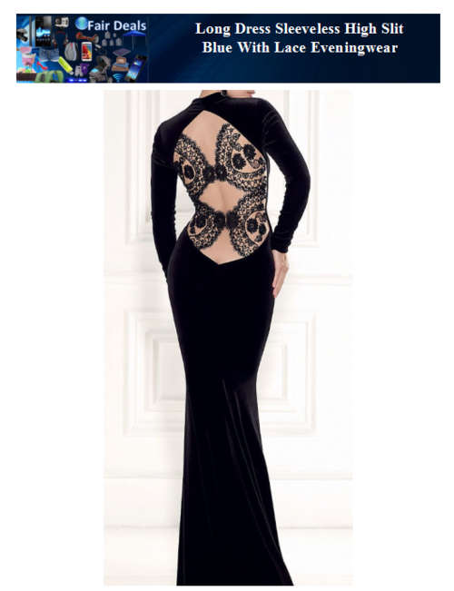 Evening Grown Black & Lace  Elegant  Cocktail Dress  Long Sleeve