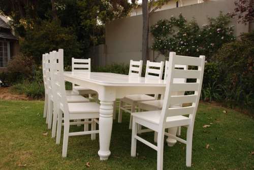 8 Seater dining room table and chairs (Solid wood)