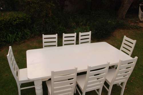 8 Seater dining room table and chairs (Solid wood)