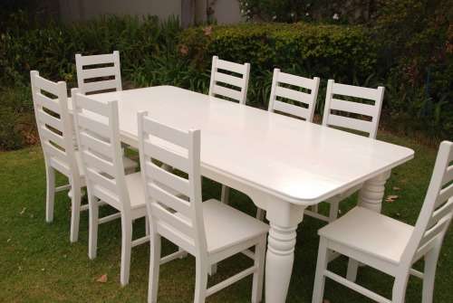 8 Seater dining room table and chairs (Solid wood)