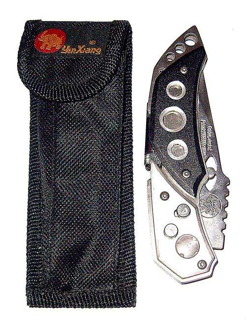 Golden Elephant Stainless Steel Pocket with Pouch and LED Torch