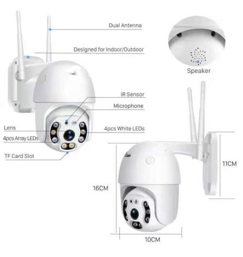 1080P PTZ Wifi Auto Tracking Motion Wireless Outdoor Security Camera