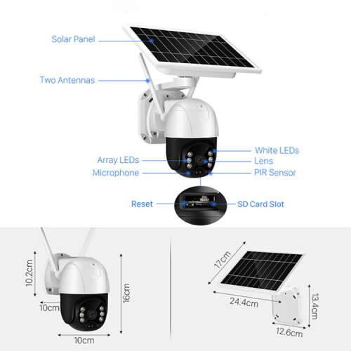 3MP Solar PTZ WIFI Camera wth ICSEE app (Batteries Included)