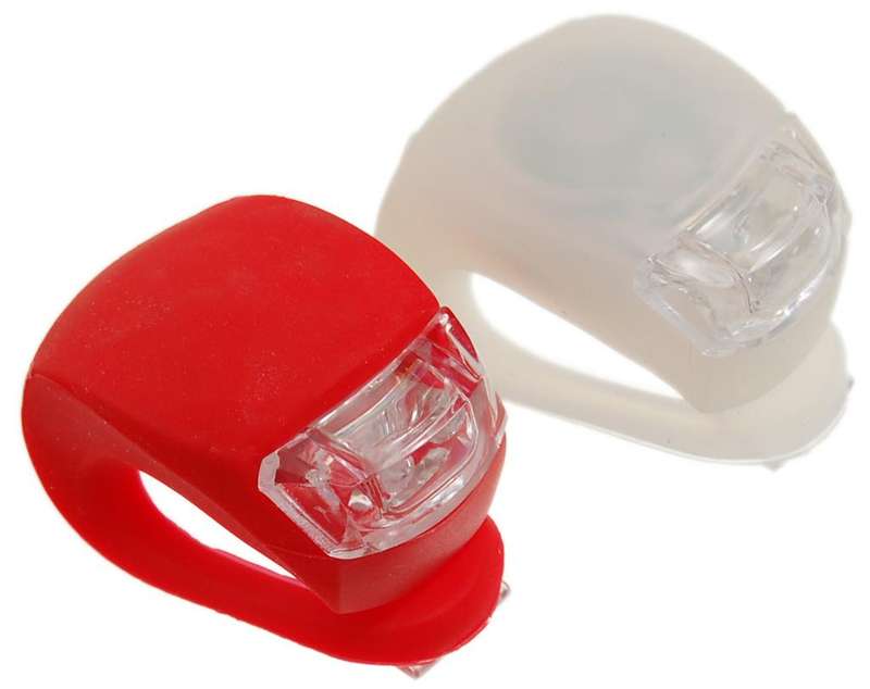 2 x led silicone mountain bike bicycle front white rear red lights set light ultra bright