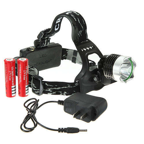CREE XML T6 1600 Lumens Rechargeable LED Headlamp Headlight + 2x 18650 batteries and charger