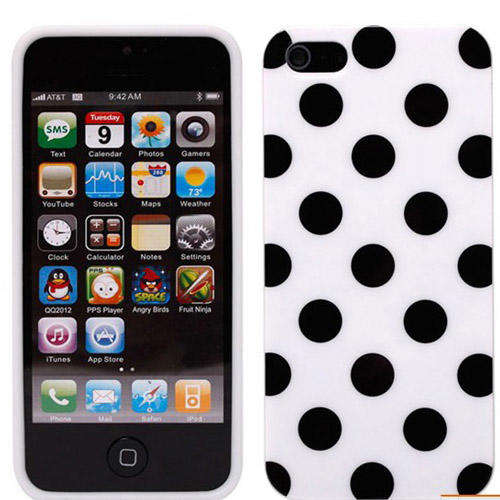 iPhone 5 5S cover Polka Dot Rubber Skin Case Cover + Free screen protector