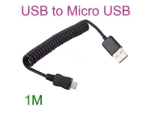 USB 2.0 Male to Micro USB 5 Pin Data Sync Charger Cable 3ft 1M Spring Coiled