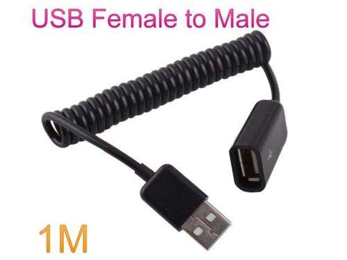 USB 2.0 Male to Female Extend Cable Adapter Connector 3FT 1M Spring Coiled