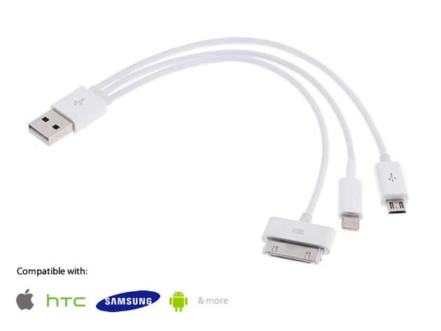 3 in1 USB Charge cable 8 pin for iphone 5 4s 4 iPod and Android Samsung etc.