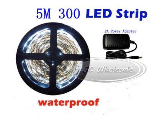 "SPECIAL OFFER" Led Strip Light 5M/roll 300 Leds SMD Waterproof Flexible Cool White with transformer