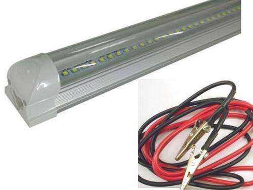 12V LED T8 FLUORESCENT TUBE LIGHTS: CLEAR COVER WITH WIRING AND CLIPS