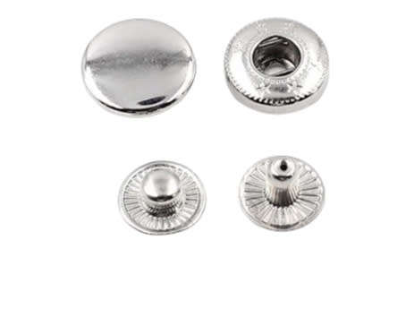 Snap button stainless steel 15mm (10 sets)