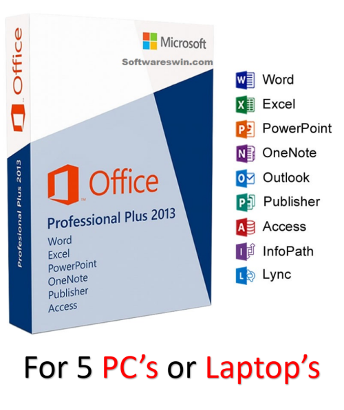 MICROSOFT OFFICE PROFESSIONAL 2013 (GENUINE) Product key for 5 PC's / Laptop's