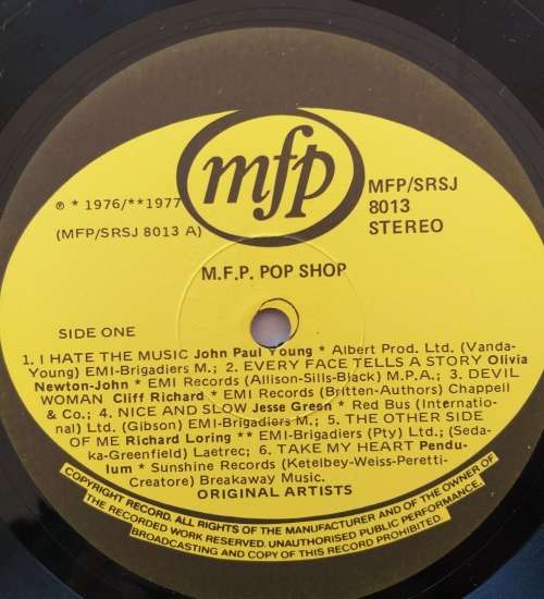 LP - MFP POP SHOP - VOL 1 - VARIOUS [VG to VG+]