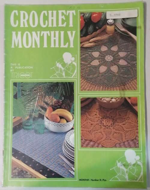 Vintage "Crochet Monthly" Magazines x 9  -  1980's