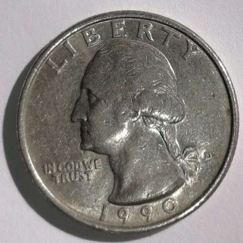 1990 D - QUARTER DOLLAR - USA - WASHINGTON 1/4 DOLLAR COIN.