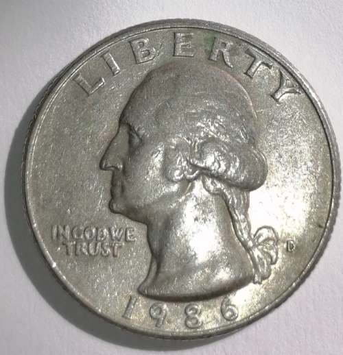 1986 D - QUARTER DOLLAR - USA - WASHINGTON 1/4 DOLLAR COIN.