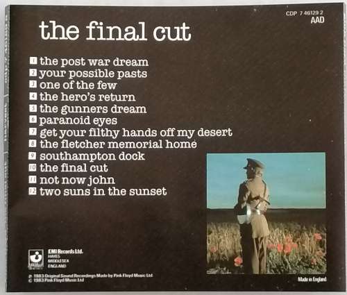 CD - PINK FLOYD - THE FINAL CUT [VG+] - HARVEST - (cdp 7 46129 2)
