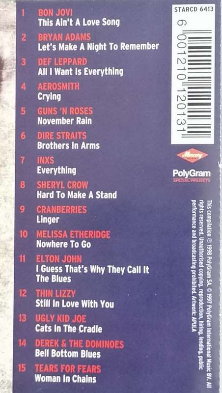 CD - ALBUM - VARIOUS - THE ONE & ONLY ROCK BALLADS ALBUM [VG+] - (STARCD 6413)