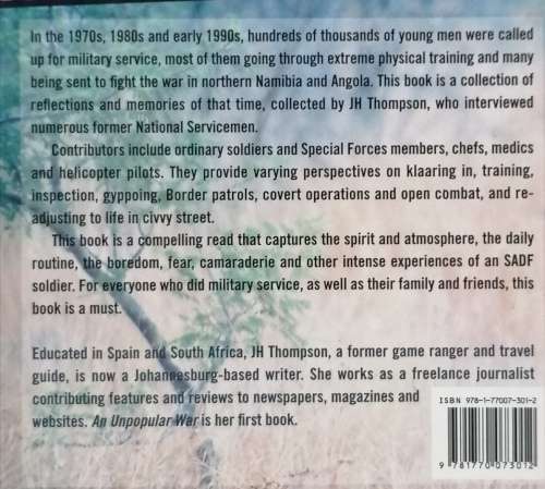AN UNPOPULAR WAR - JH THOMPSON - FROM AFKAK TO BOSBEFOK (PAPERBACK) [2007] - National Servicemen