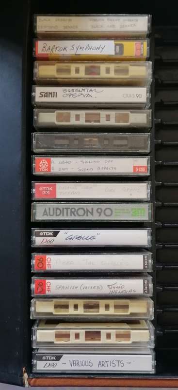 CASSETTE TAPE HOLDER - CARRYING CASE - INCLUDING 15 CASSETTE TAPES