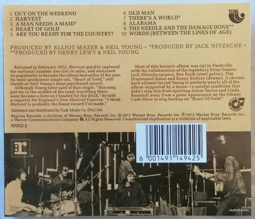 CD - NEIL YOUNG - HARVEST [VG+] - 1972 - SA - [RRXD 2] - WARNER BROS/REPRISE - ALBUM - REISSUE