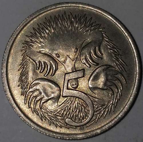 1966 - 5 CENT COIN - AUSTRALIA  [SPINY ANTEATER - ECHIDNA]