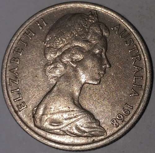 1968 - 5 CENT COIN - AUSTRALIA  [SPINY ANTEATER - ECHIDNA]