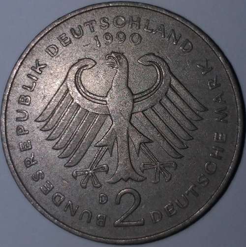 1990 D - TWO DEUTSCHE MARK - GERMANY