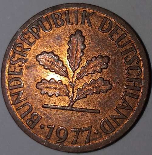 1977 D - 1 PFENNIG - ONE PFENNIG - GERMANY - FEDERAL REPUBLIC - (Copper Plated Steel)