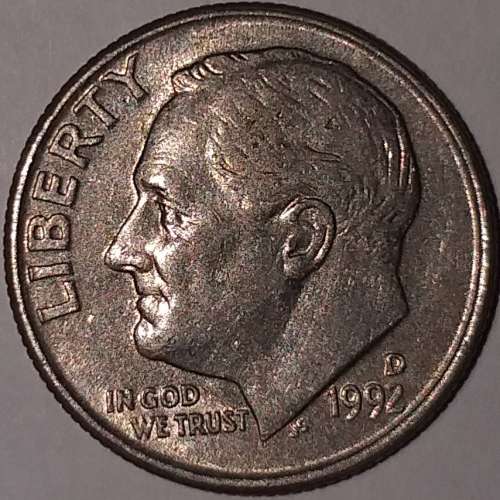 1992 D - DIME - USA - ROOSEVELT ONE DIME COIN